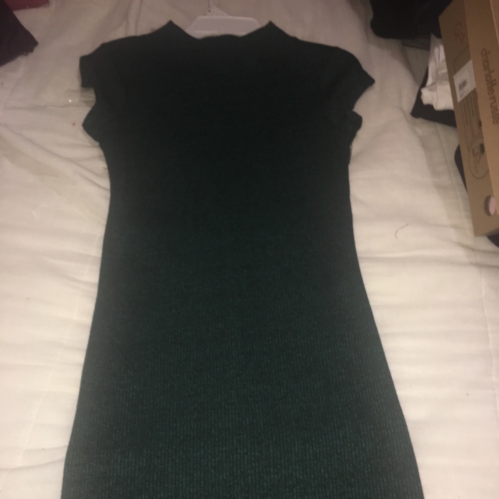 Emerald green knit body con dress